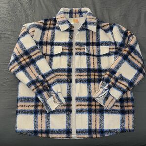 KITH Sheridan Shirt Jacket Size XXL Brushed Plaid Sherpa